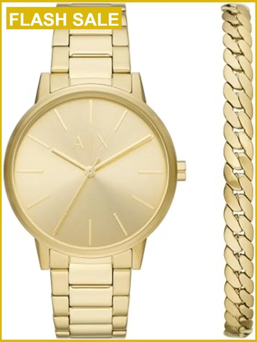 Men's Gold-Tone Stainless Steel Analog Quartz Wristwatch 42mm